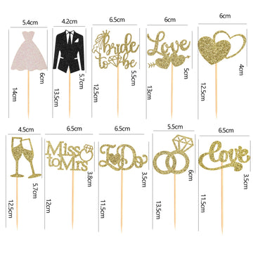 60 Pcs Bride To Be Cupcake Toppers,Glitter Wedding Cupcake Toppers I Do Love Heart Ring Cupcake Picks For Bridal Shower Wedding
