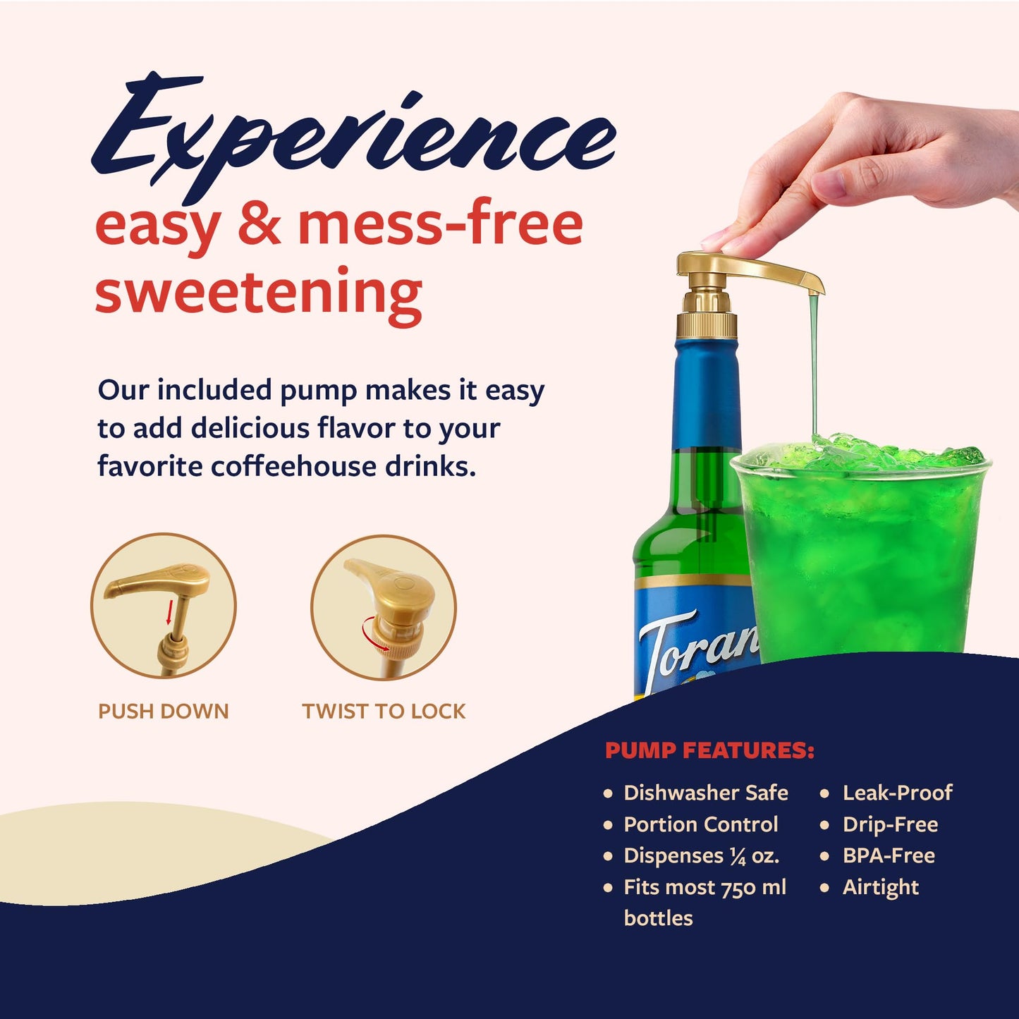 Torani Sugar Free Syrup, Green Apple Flavoring For Drinks, Zero Calorie, Pump Included, 25.4 Fl Oz