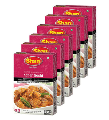Shan Achar Gosht Seasoning Mix, 50g Spice Packets for Meat, Pack of 6