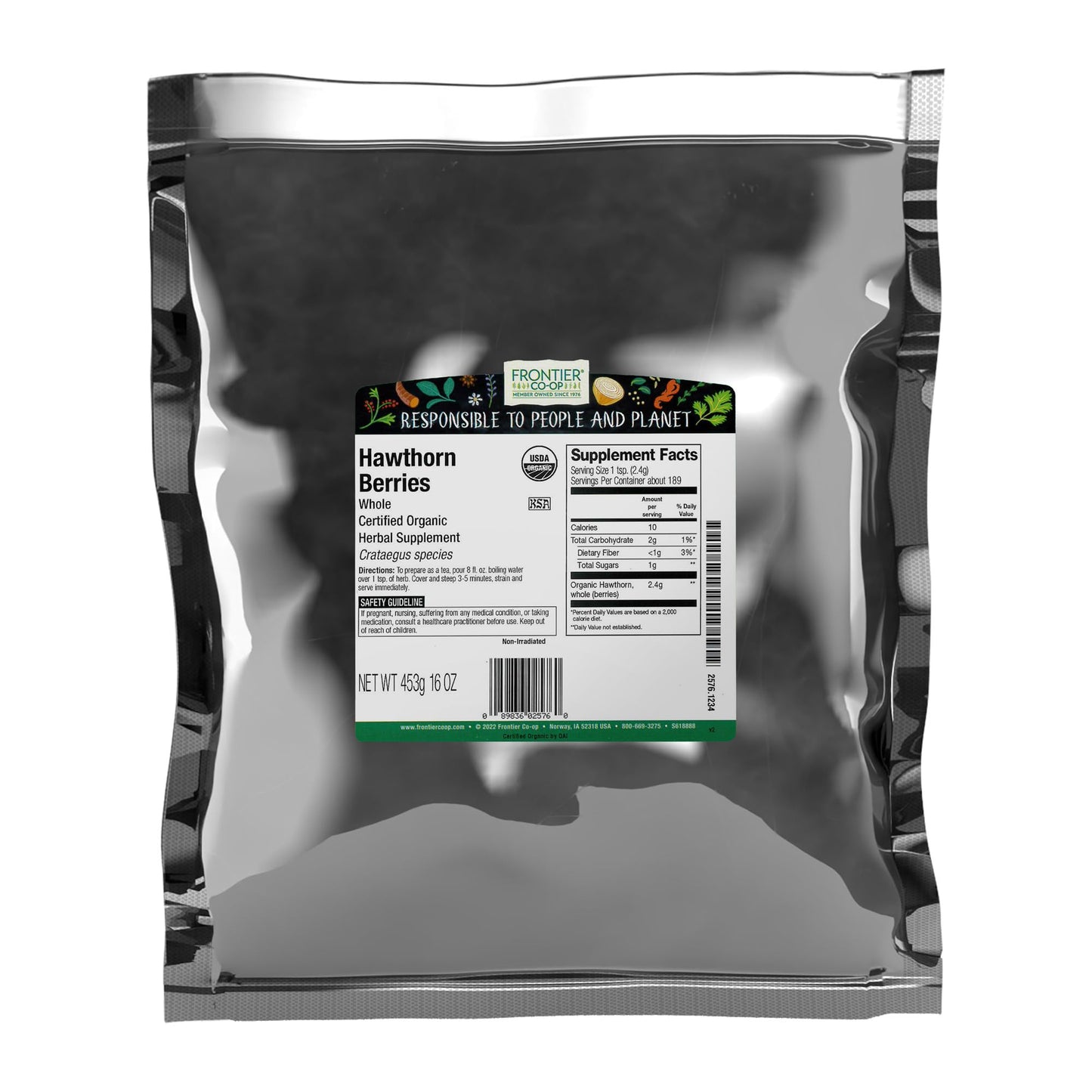 Frontier Co-op Organic Hawthorn Berries, 16 oz (1 Pound) - Dried Fruit