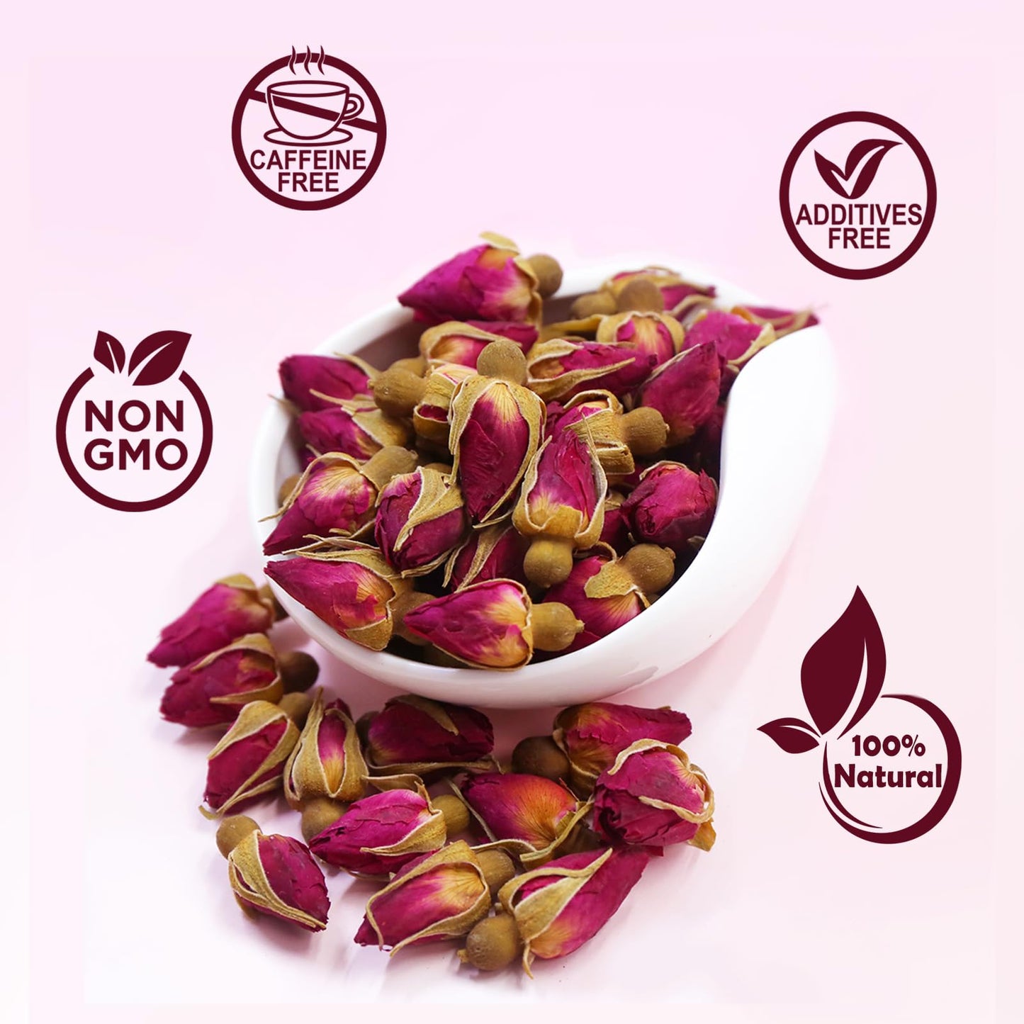 TEARELAE Premium Dried Rose Buds Edible Flowers 3oz - Natural Culinary Rosebuds for Tea, Baking, Candle & Soap Making
