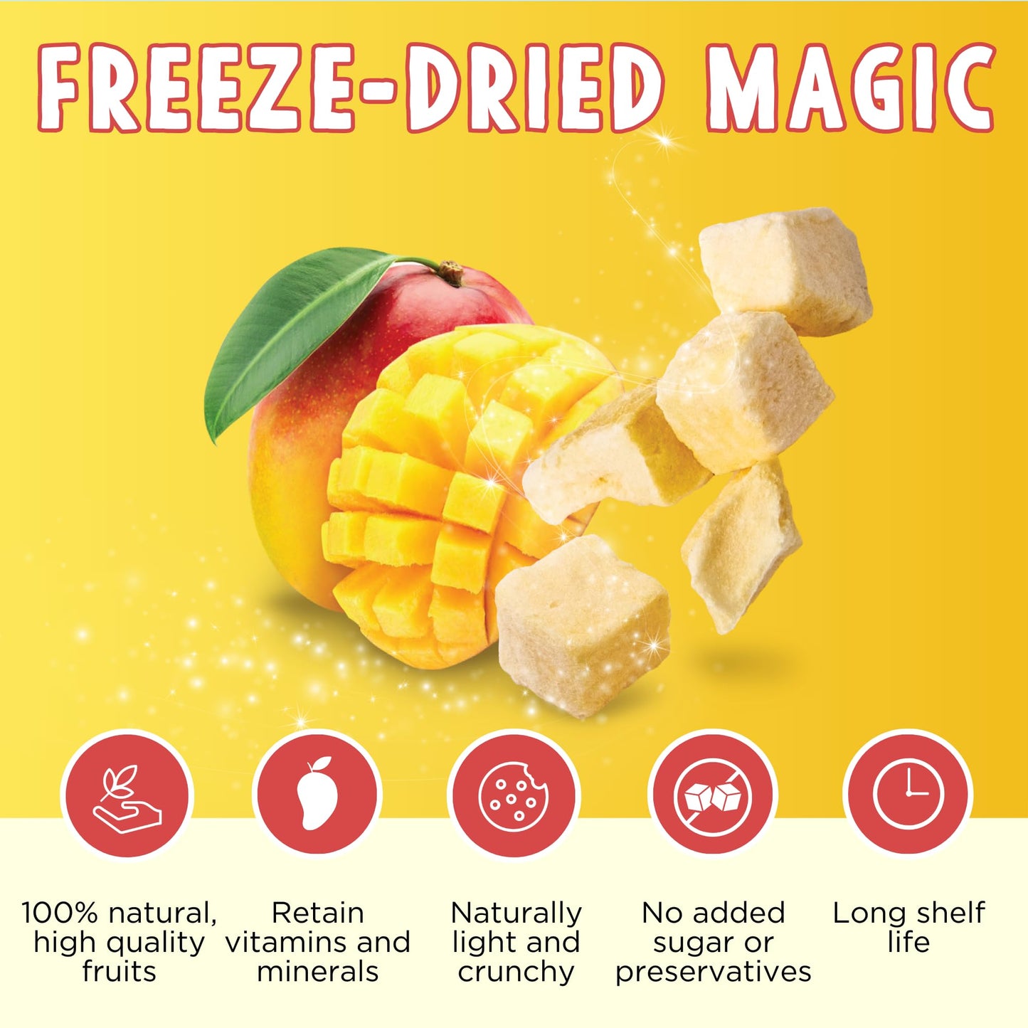 Summmer Freeze Dried Mango Slices - 10 Packs - No Added Sugar Package - 8.8 Oz 100% Natural Candy, Fruit Snack For Kids & Adults