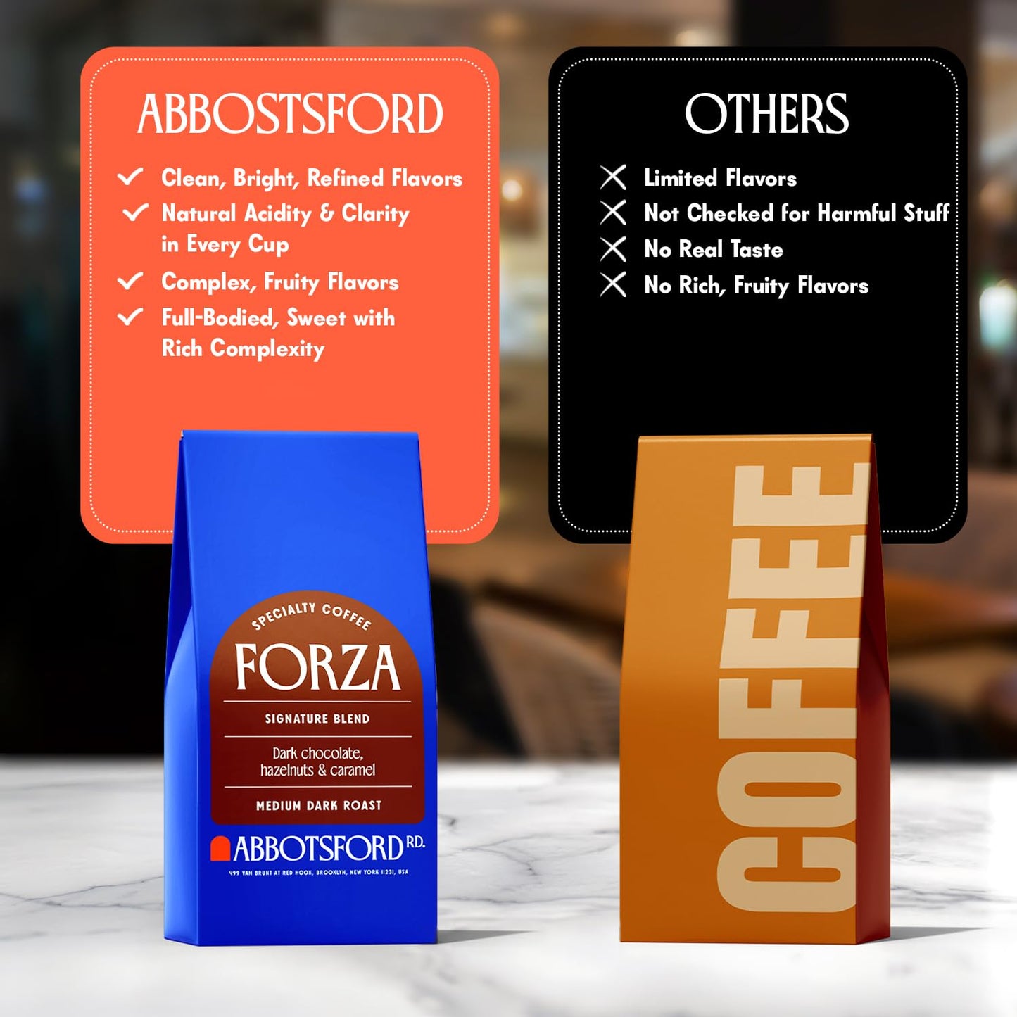 Forza Whole Bean Coffee, Medium Dark Roast Coffee Beans Bold Flavor With Dark Chocolate, Hazelnuts & Caramel, 12 Oz Specialty Be