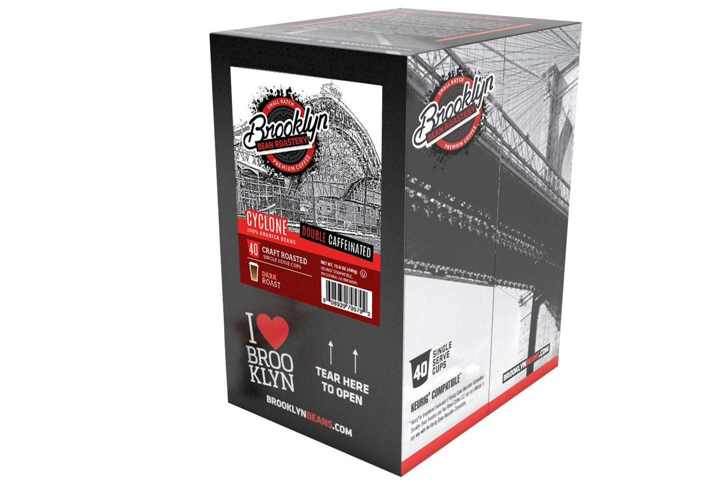 Brooklyn Beans Cyclone Coffee Pods, Compatible with 2.0 Keurig, 40 Count, Model BB CY40