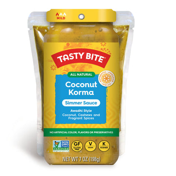 Tasty Bite Awadhi Style Coconut Korma Sauce, 7 Oz (Pack of 5), Vegan, Cashew & Coconut, 3-4 Servings Per Pouch