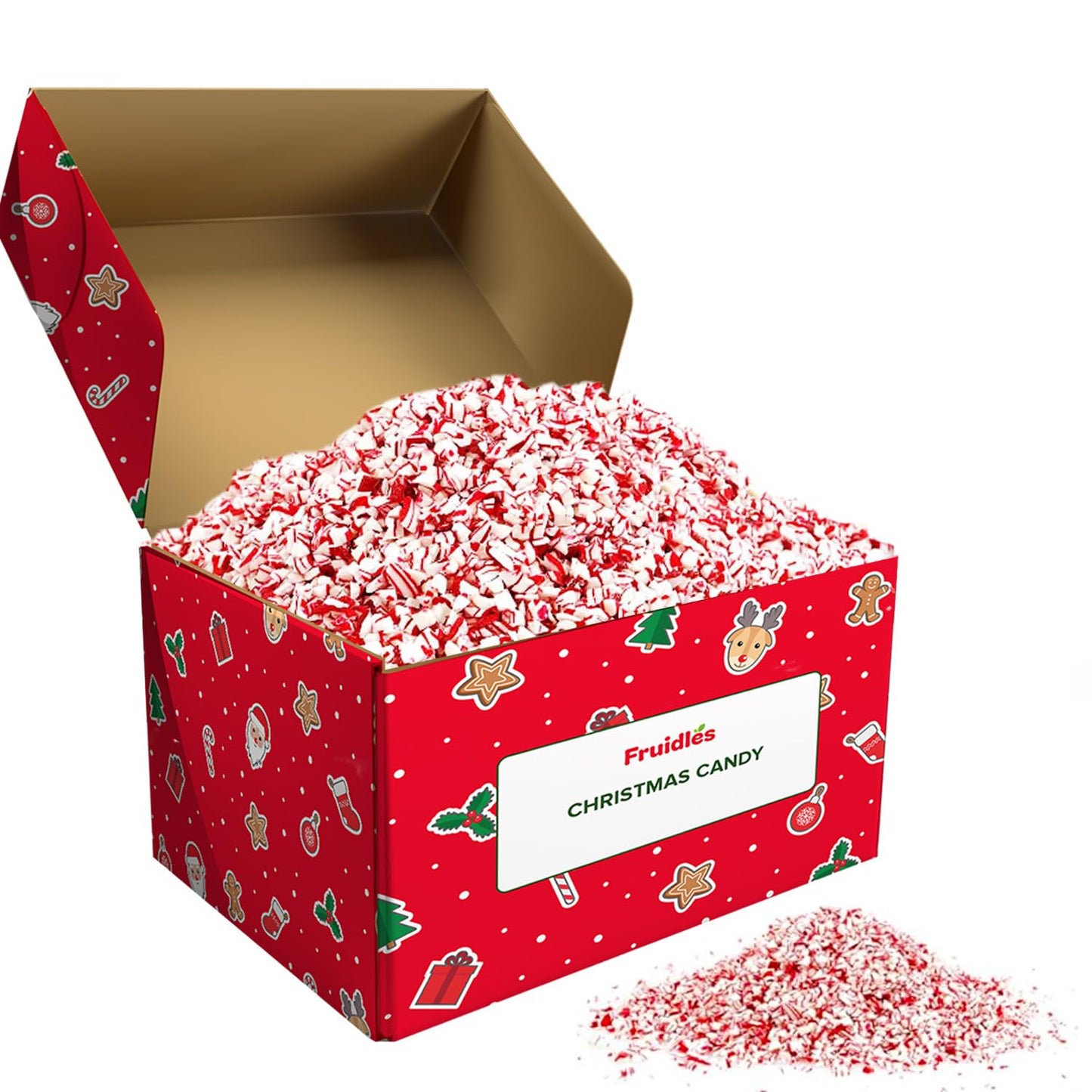 Fruidles Crushed Peppermint Candy Canes, Christmas Peppermint Flavor Toppings, Resealable Bag