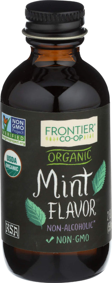 Frontier Co-op Non-Alcoholic Mint Flavor, 2 Fl Oz, Organic, Kosher, Ideal for Baking and Icing
