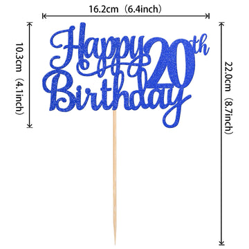 1 Pcs Happy 20Th Birthday Cake Topper Glitter Cheers To 20 Years Birthday Cake Pick Twenty 20 Fabulous Cake Decoration For Happy