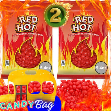 (PACK OF 2) Hot Cinnamon Original Hard Candy Flavored - Total of 10.8oz Candies (Packaging May Vary) - Comes With One Bus Reseal
