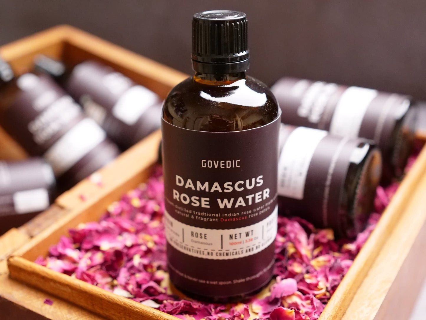 govedic Rose Water for Cooking  Baking  Cocktails | 100% Food Grade Rose Water | Face & Hair Care | Steam-Distilled Edible Damask Rose | 100 ml 3.38 Oz