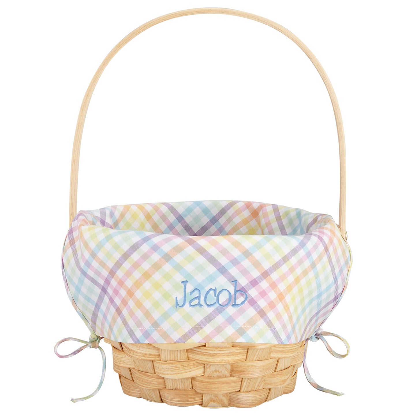 Let'S Make Memories Personalized Create Your Own Wicker Easter Basket - Blue Gingham Design - Basket Only - Customize With Any N