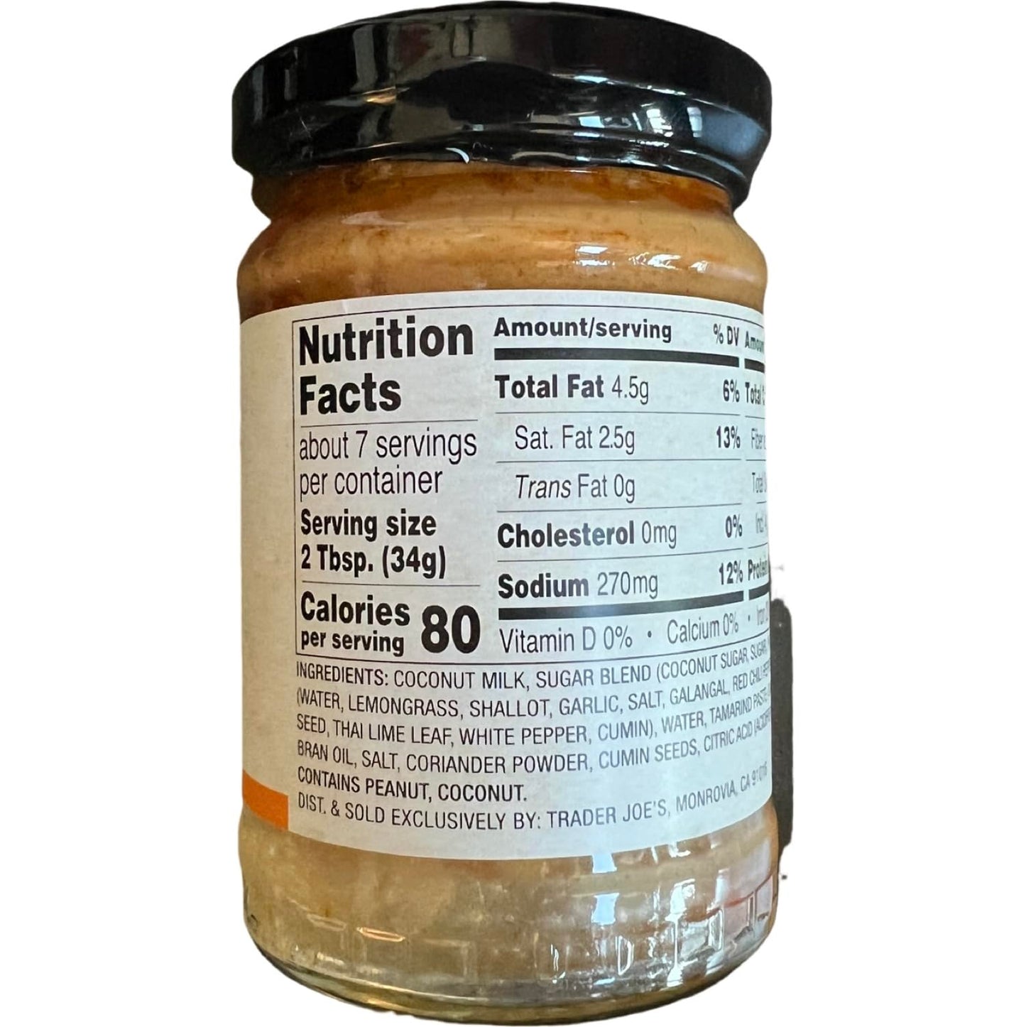 Trader Joe'S Thai Peanut Satay Sauce, Vegan, 8.1 Oz (Pack Of 1)