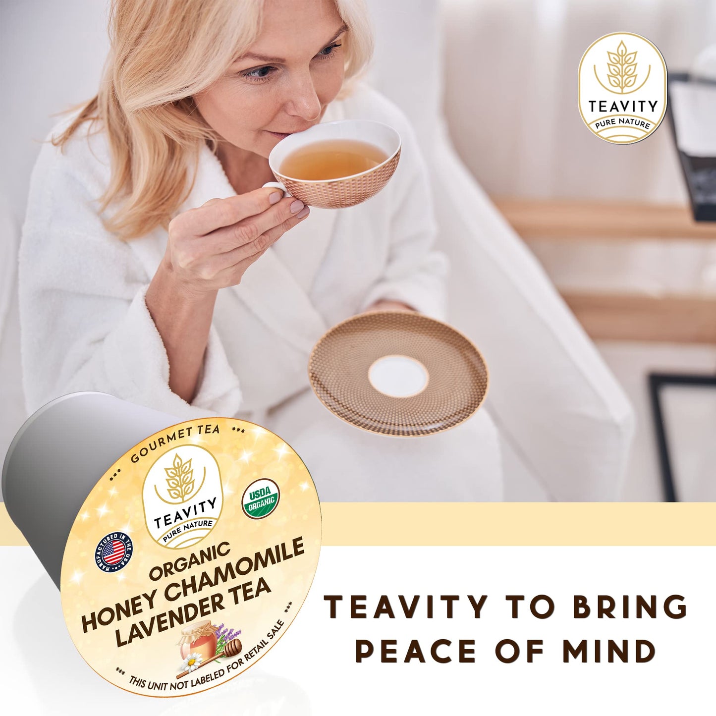 Organic Chamomile And Lavender Tea Pods For Keurig - Decaffeinated Tea For Keurig K Cups - Honey Chamomile Lavender By Teavity (