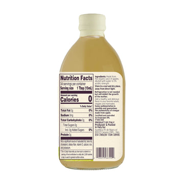 De Nigris Organic Apple Cider Vinegar Raw & Unfiltered 16.9 Fl Oz (500ml)