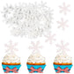 50 PCS White Edible Snowflake Cupcake Toppers Winter Frozen Snowflake Cupcake Picks Rice Paper Snowflake Cake Decorations for Wi
