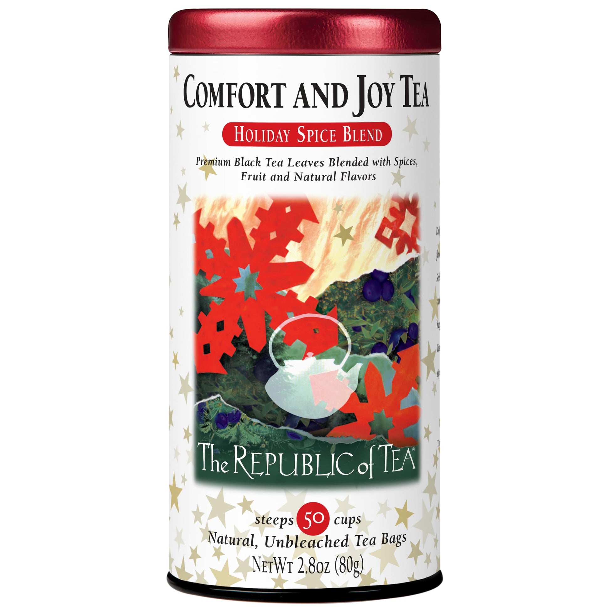 The Republic of Tea Comfort and Joy Tea, Holiday Spice Blend, 50 Tea Bags, Naturally Caffeinated