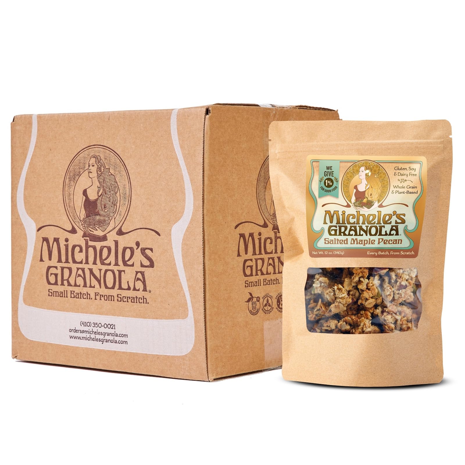 Michele's Granola Salted Maple Pecan, Gluten-Free & Non-GMO, 12 Ounce, Pack of 6