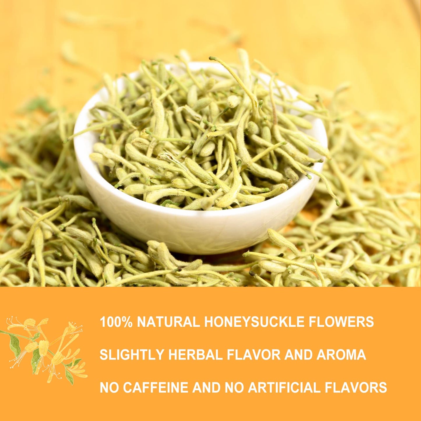 Olvvla Dried Honeysuckle Flowers - 100% Natural Loose Buds - 2.5oz/71g - Caffeine-free Tea