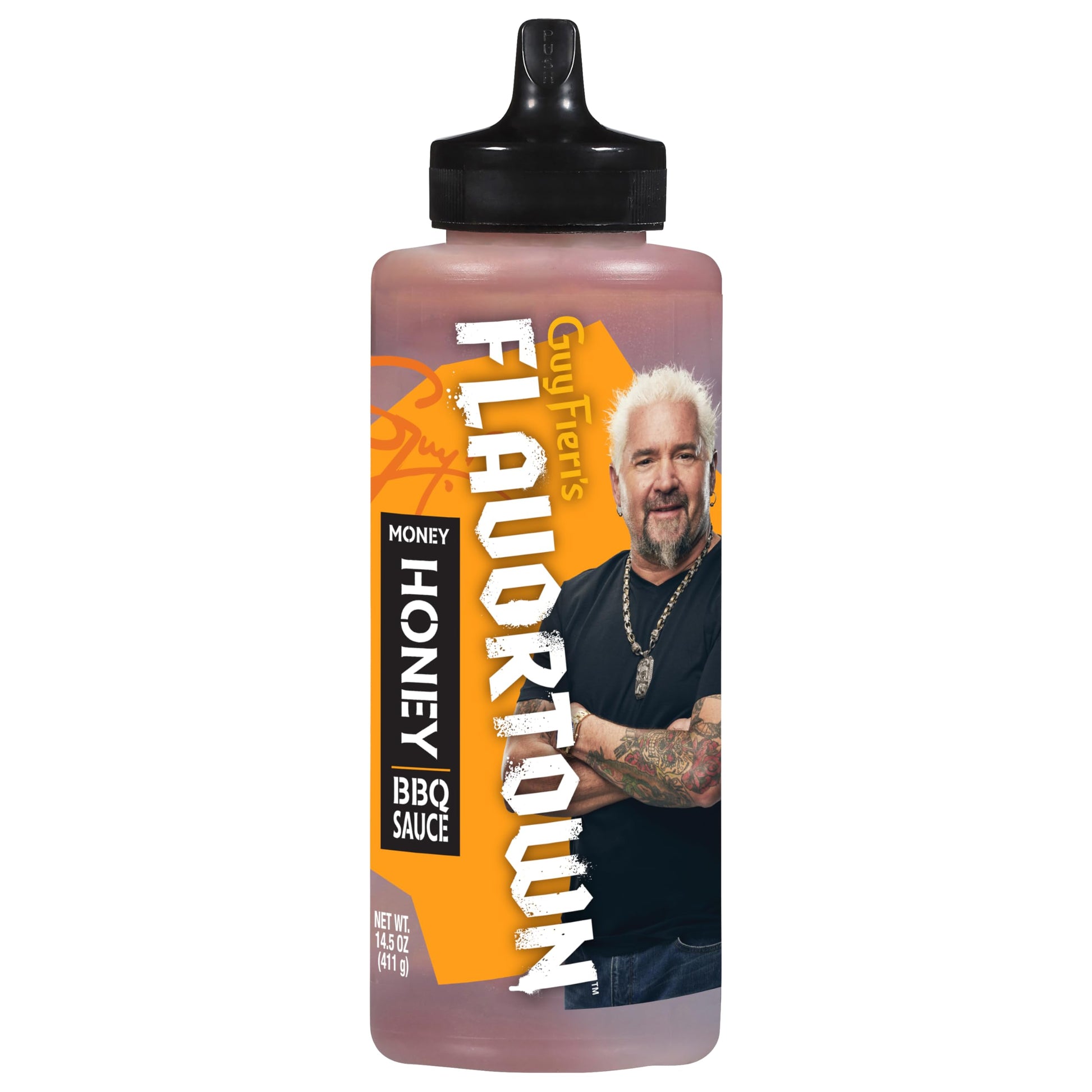 Guy Fieri's Flavortown Money Honey BBQ Sauce - Sweet Honey Barbecue Sauce for Chicken Wings & Ribs - 14.5 Ounce Bottle (Pack of 
