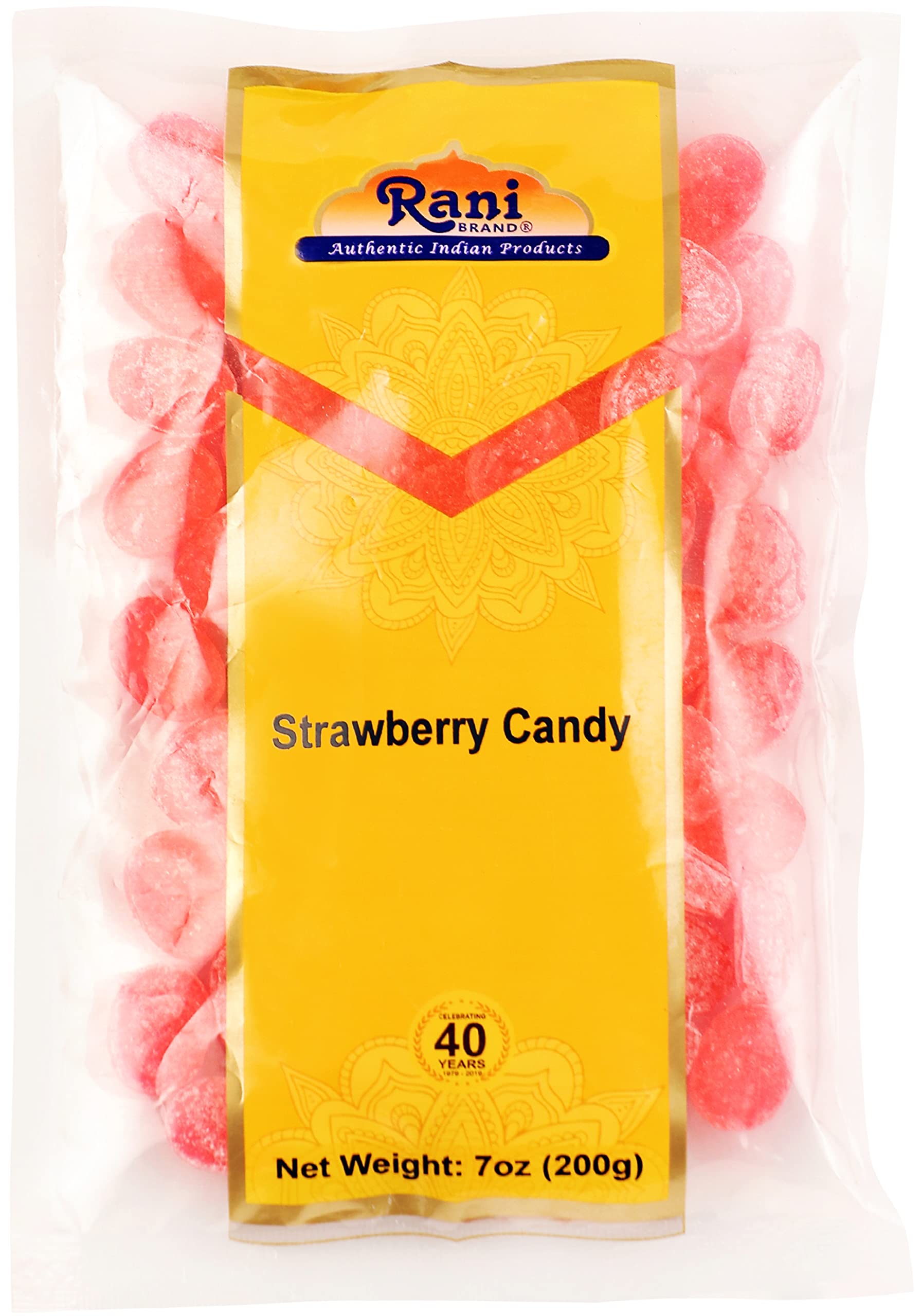 Rani Strawberry Candy - Vegan, Gluten Friendly, NON-GMO, Indian Origin - 7oz (200g)