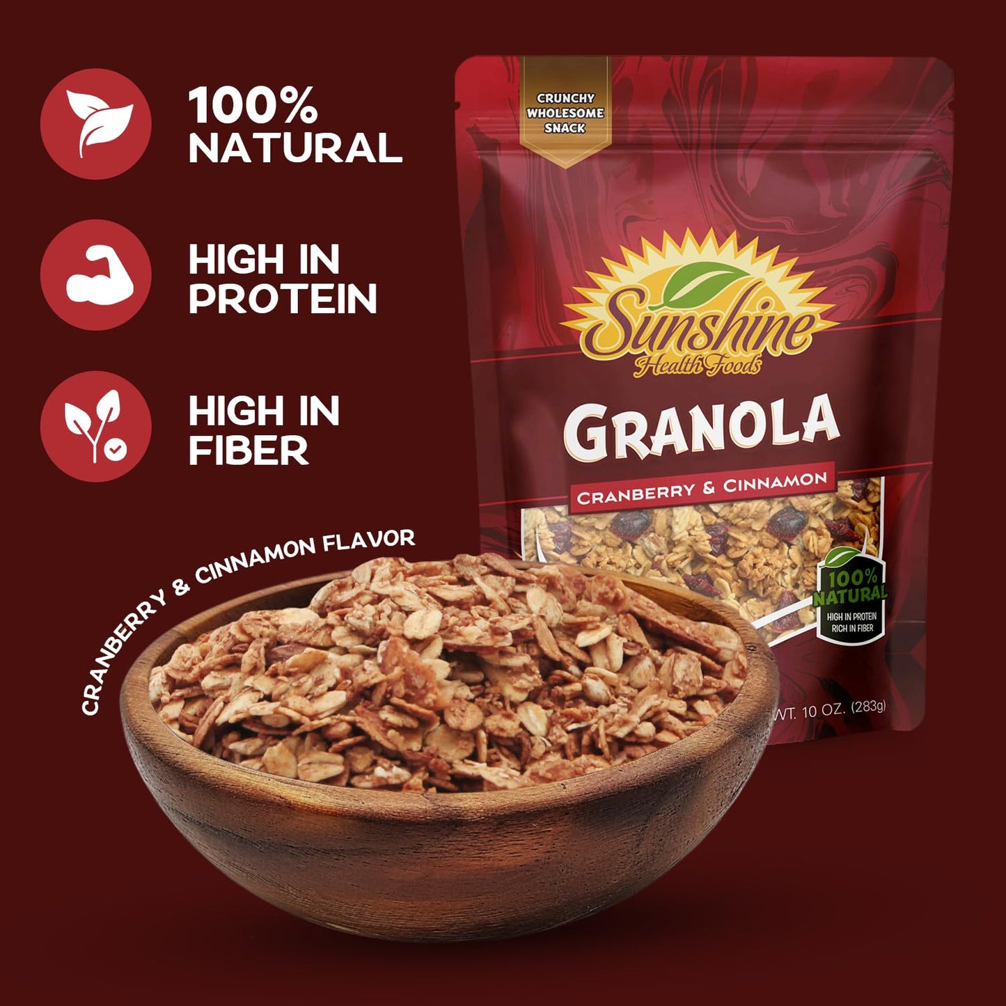 Healthy Granola Cereal, Delightfully Crunchy Granola Cranberry And Cinnamon Flavor, Ideal Granola For Yogurt Or Enjoy With Milk,