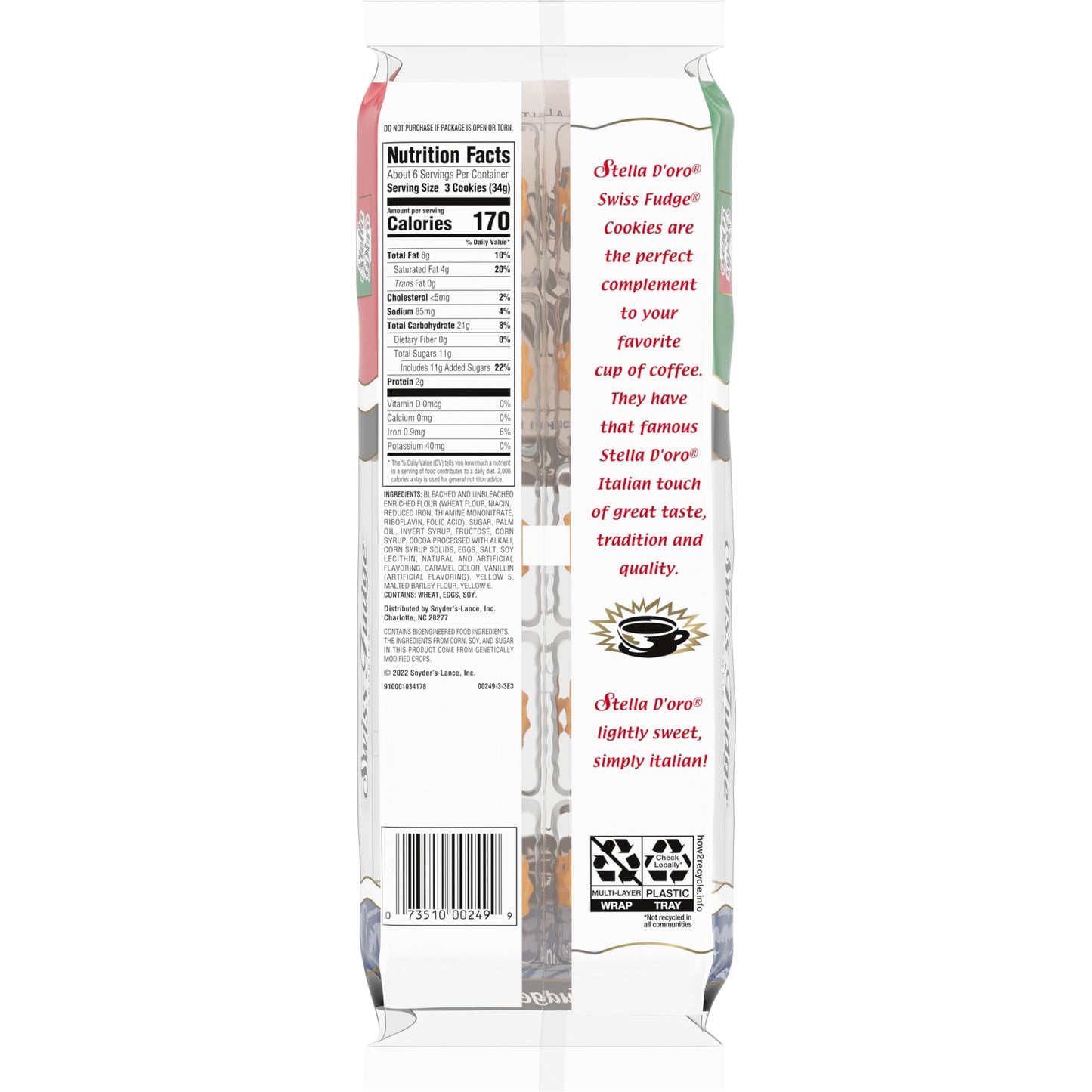 Stella D'oro Cookies, Swiss Fudge, 8 Oz
