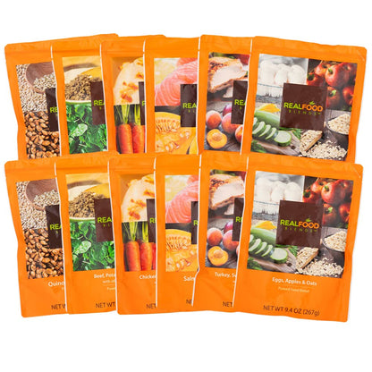 Real Food Blends - Variety Pack - Pureed Food Pouches for Tube Feeding - Real Foods Blends with Turkey, Salmon & More - Feeding 