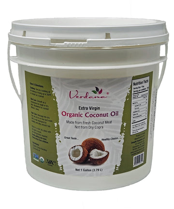 Verdana Extra Virgin Coconut Oil - Usda Organic, Unrefined Cold Pressed Oil For Baking And Cooking - 1 Gallon