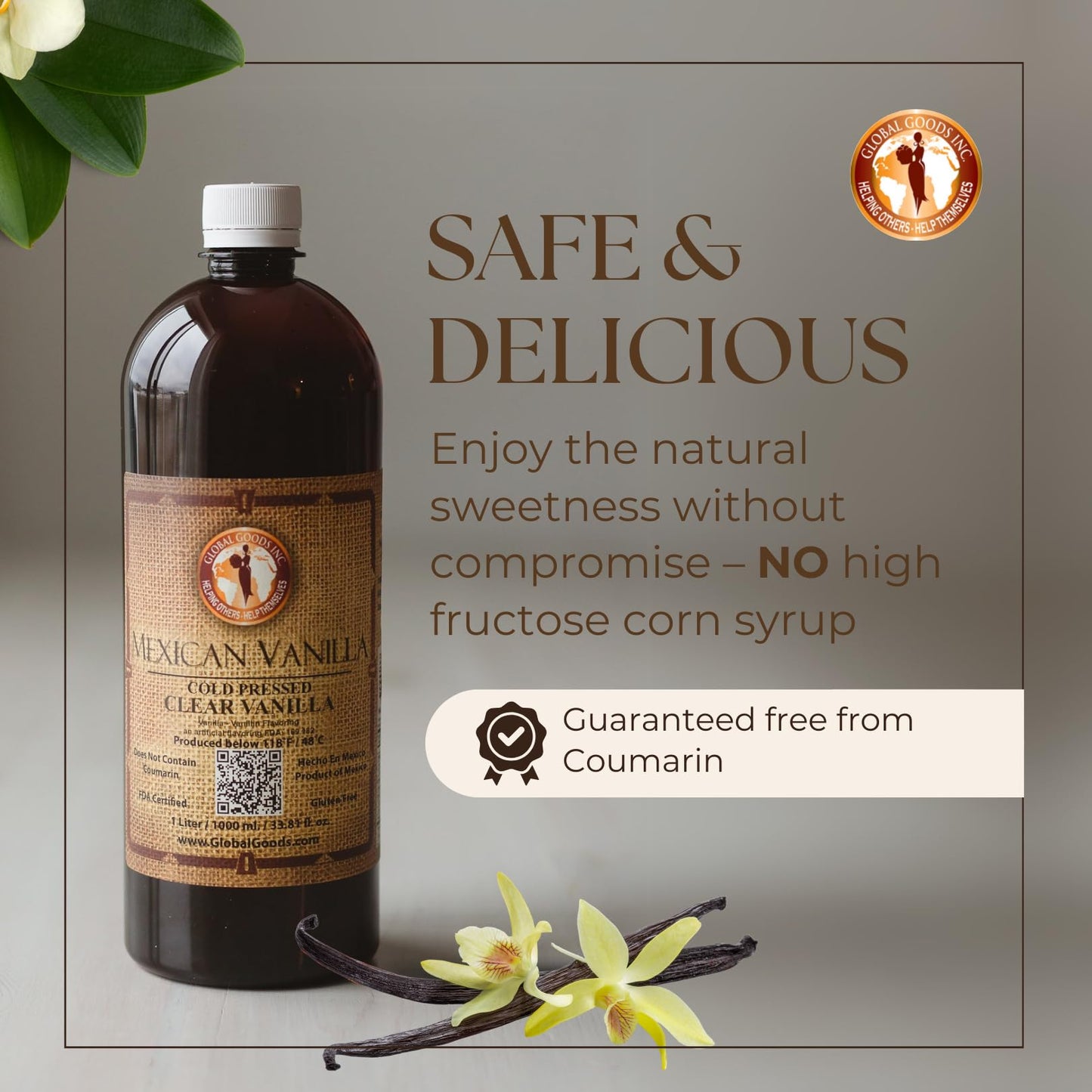 Pure Mexican Vanilla (Clear 1 liter  33.81 fl oz)