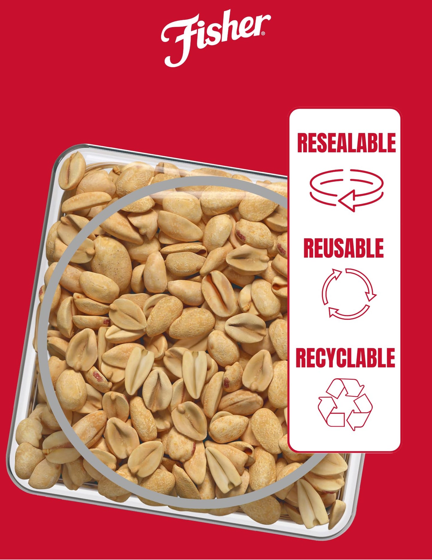 Fisher Sea Salt Dry Roasted Peanuts, 36 oz (Pack of 6) - No Artificial Colors or Flavors, 100% Recyclable Snacks