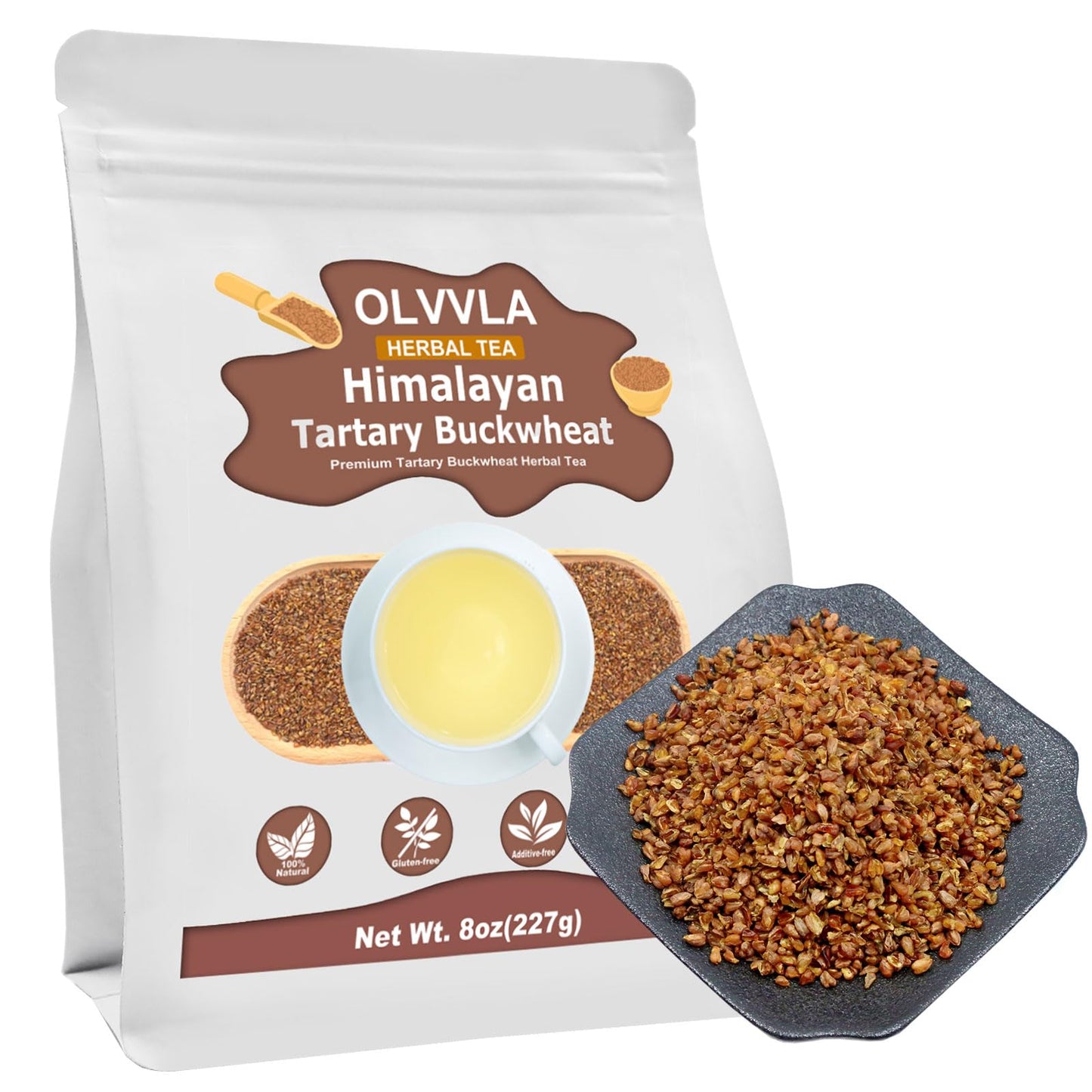 Olvvla Himalayan Tartary Buckwheat Tea - Premium Roasted - Gluten-Free - Caffeine Free - 8oz/227g