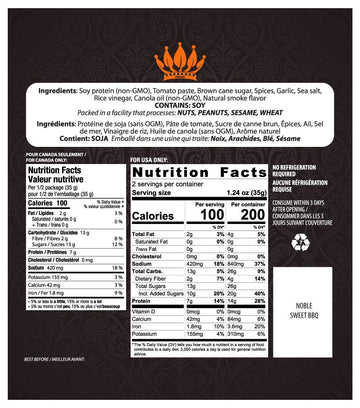 Noble Jerky - Vegan Jerky, Plant-Based High Protein Snack, Vegetarian, Non-GMO, BBQ Flavor, 3 Pack (70g Bags), 14g Protein Per B