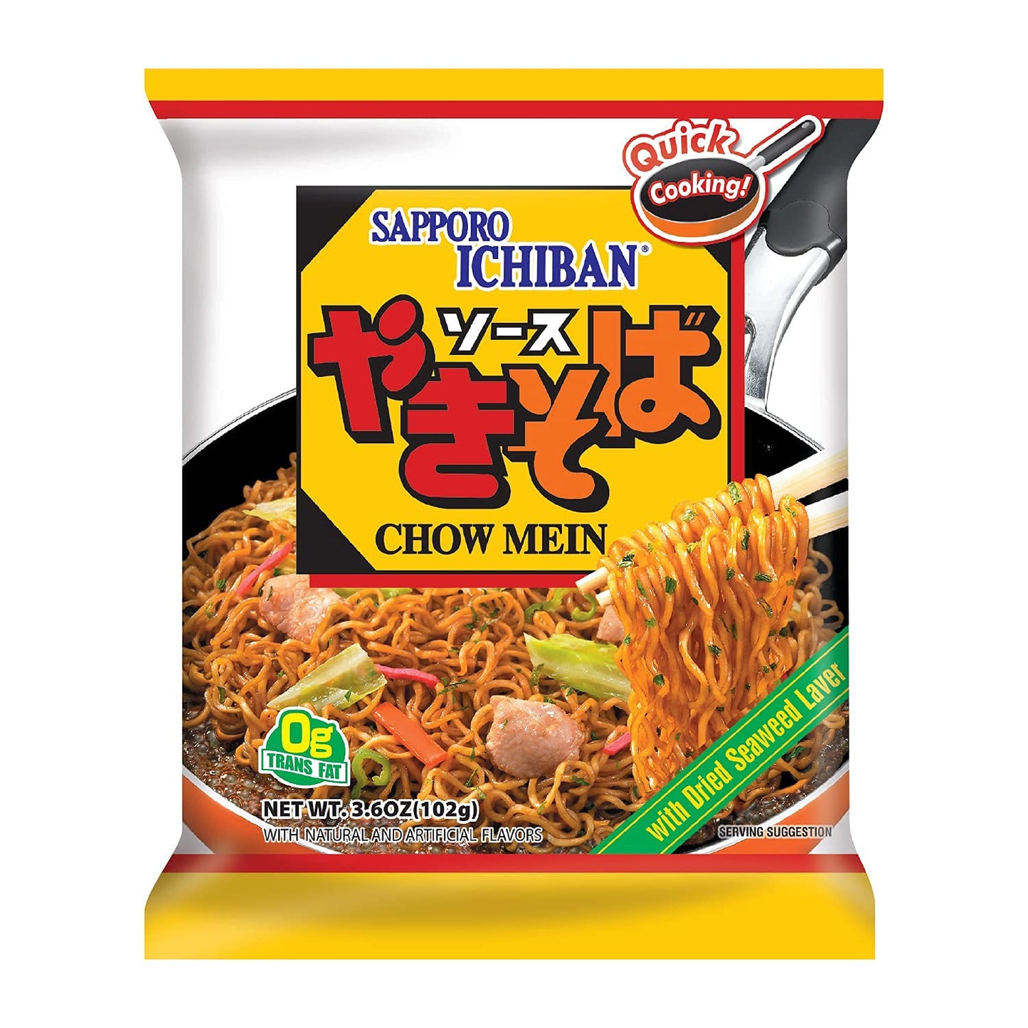 [Sapporo Ichiban] Yakisoba, No.1 Tasting Instant Japanese Fried Noodles, Delicious Chow Mein (3.6 Oz. X 24 Packs) | 24 Pack Case