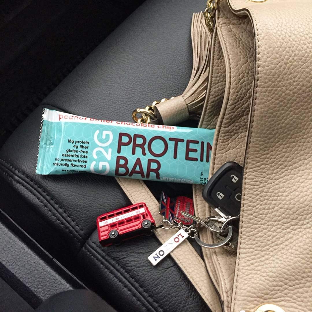 G2G Protein Bar, Peanut Butter Chocolate Chip, Real Food, Refrigerated for Freshness, Healthy Snack, Delicious Meal Replacement,