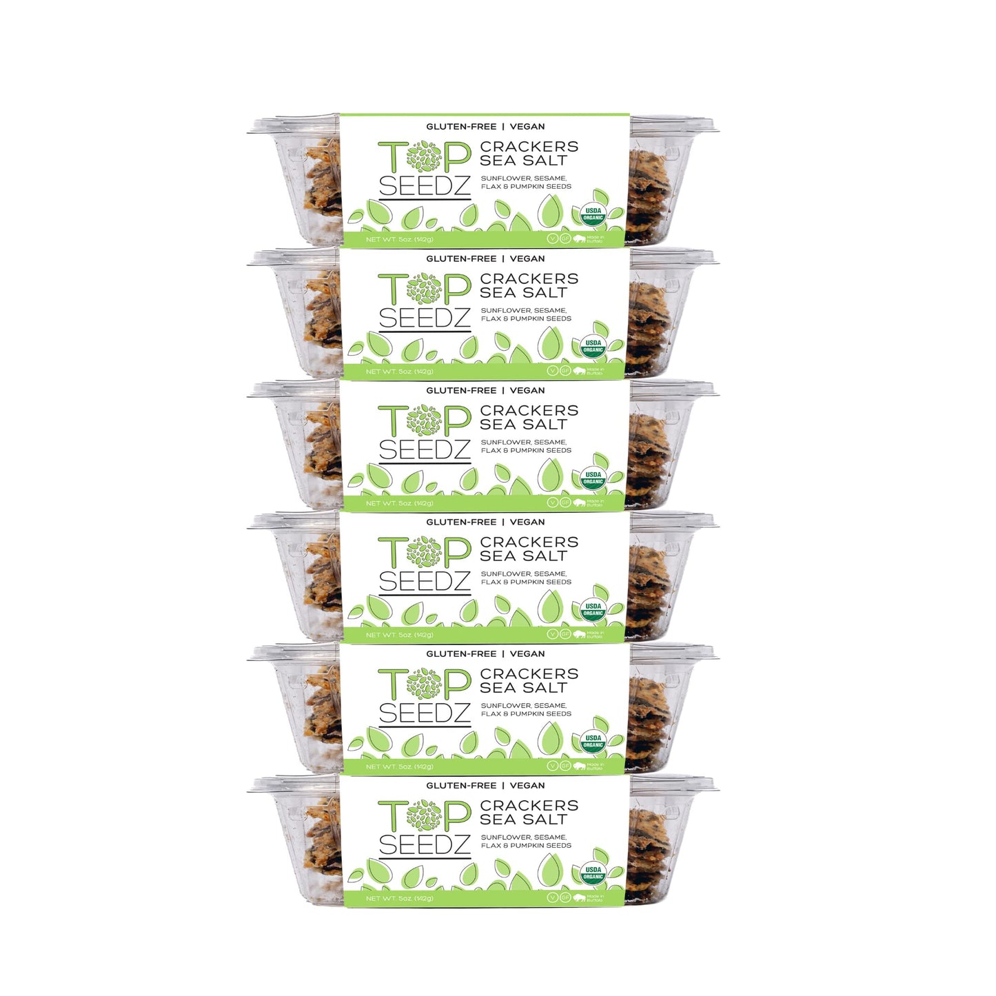 Top Seedz Organic Gluten Free Sea Salt Seed Crackers | 5 Ounce (Pack of 6) | Vegan | High in Plant-Based Protein