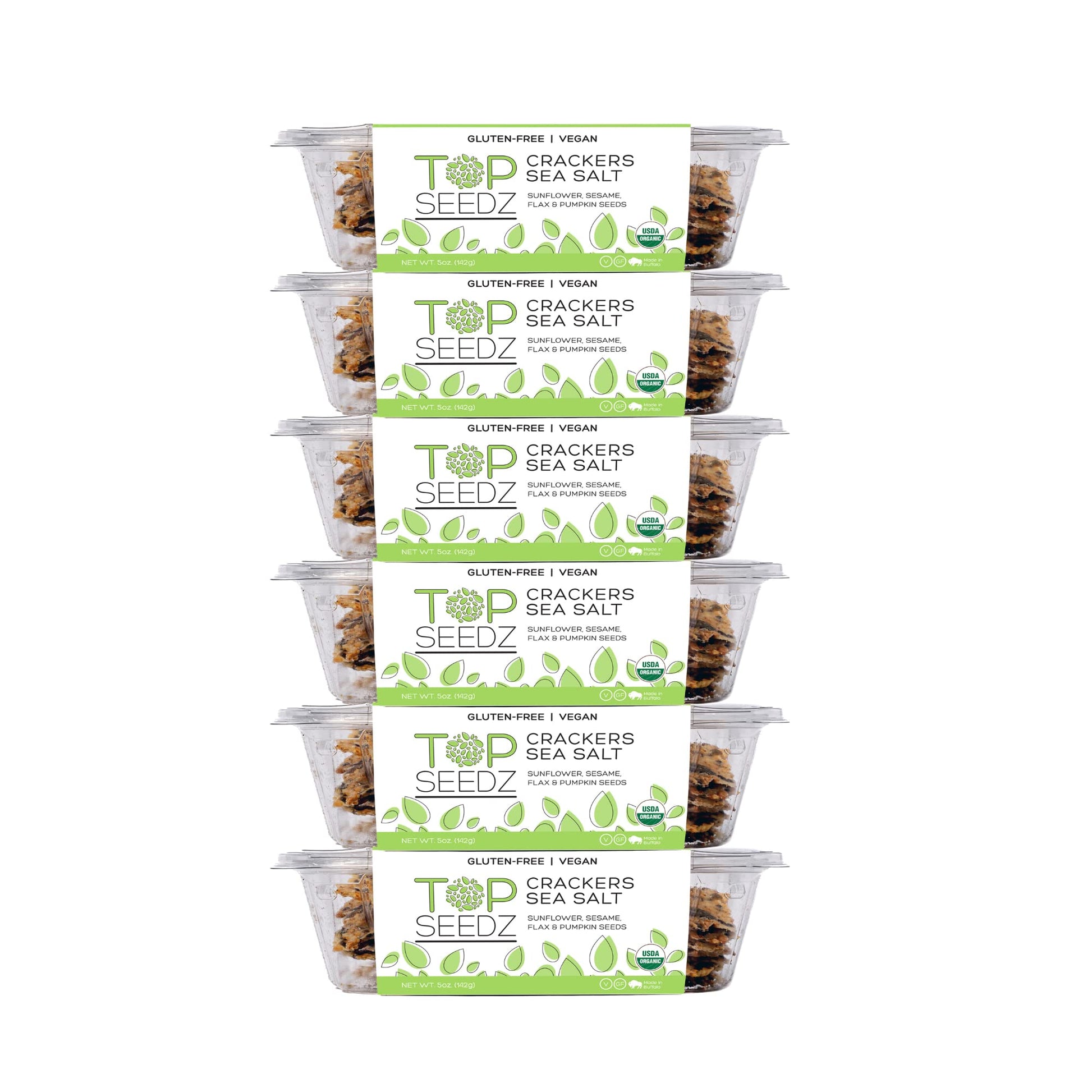 Top Seedz Organic Gluten Free Sea Salt Seed Crackers | 5 Ounce (Pack of 6) | Vegan | High in Plant-Based Protein