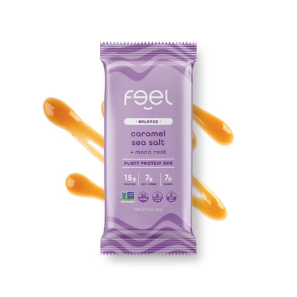 Feel Vegan Protein Bars | Caramel Sea Salt | Keto | Gluten Free | Organic | Maca | 15g Plant Protein | Low Carb | High Protein |