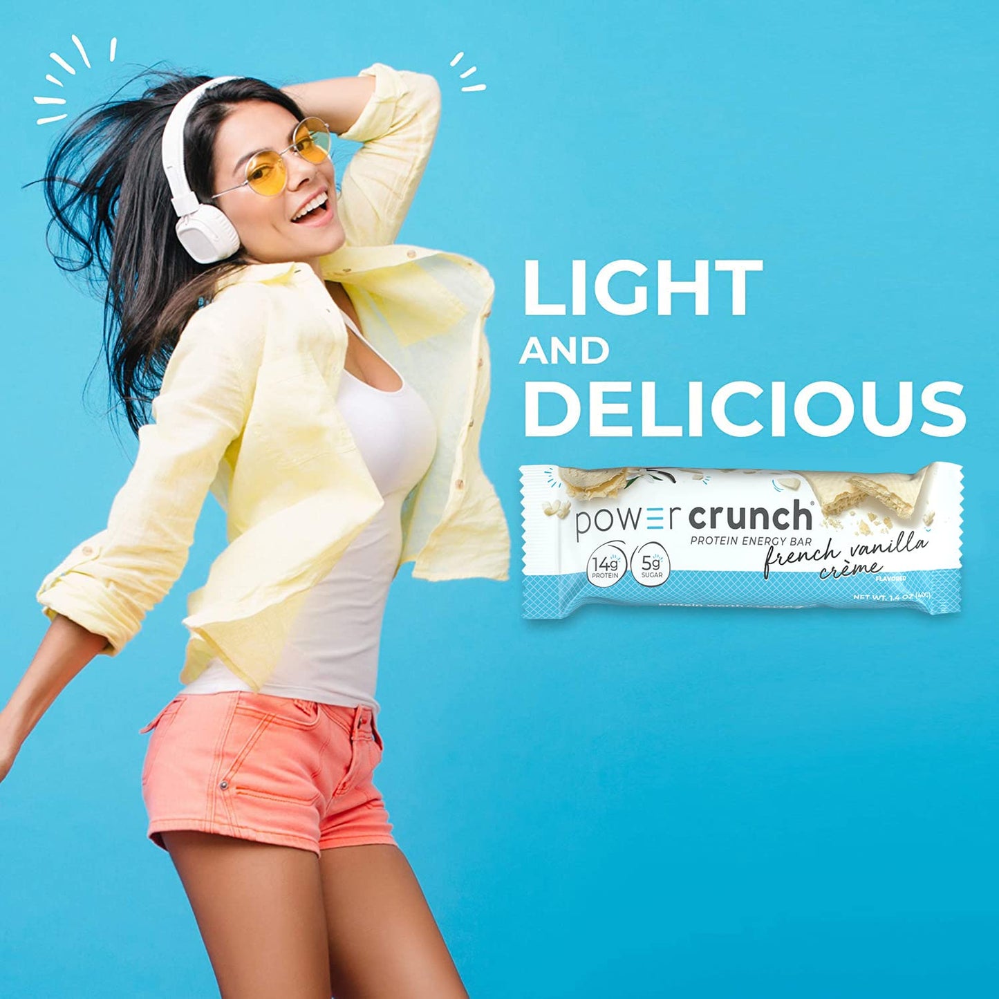 Power Crunch Protein Wafer Bars, High Protein Snacks With Delicious Taste, French Vanilla Creme, 1.4 Ounce (12 Count)