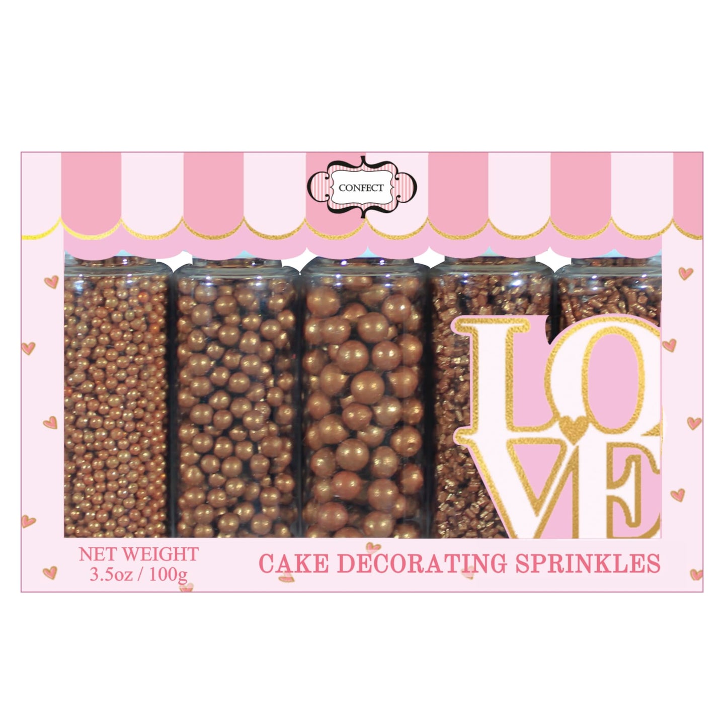 Confect Bronze Sprinkles |Sprinkles for Cakes & Cupcakes Decoration | Celebration Sprinkles | Assorted Pack of 5 Beach Dayout Br