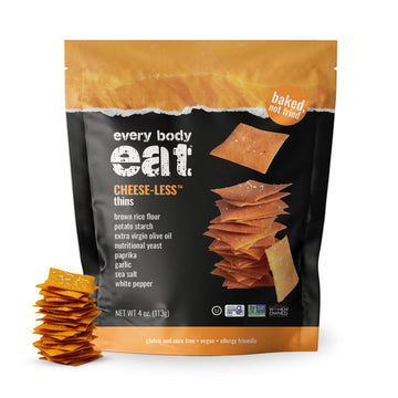 Every Body Eat Snack Thins, Allergen Friendly, Vegan, Gluten Free and Dairy Free (6 Count, Cheese-Less)