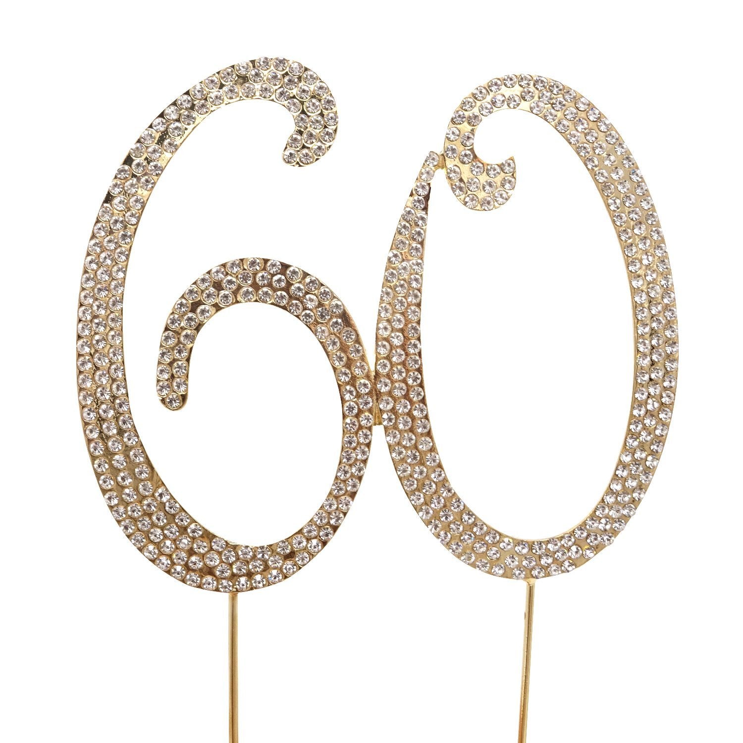 Honbay Cake Topper Premium Sparkly Crystal Rhinestones for 60th Birthday or Anniversary Party, 1 Count, 60 Gold