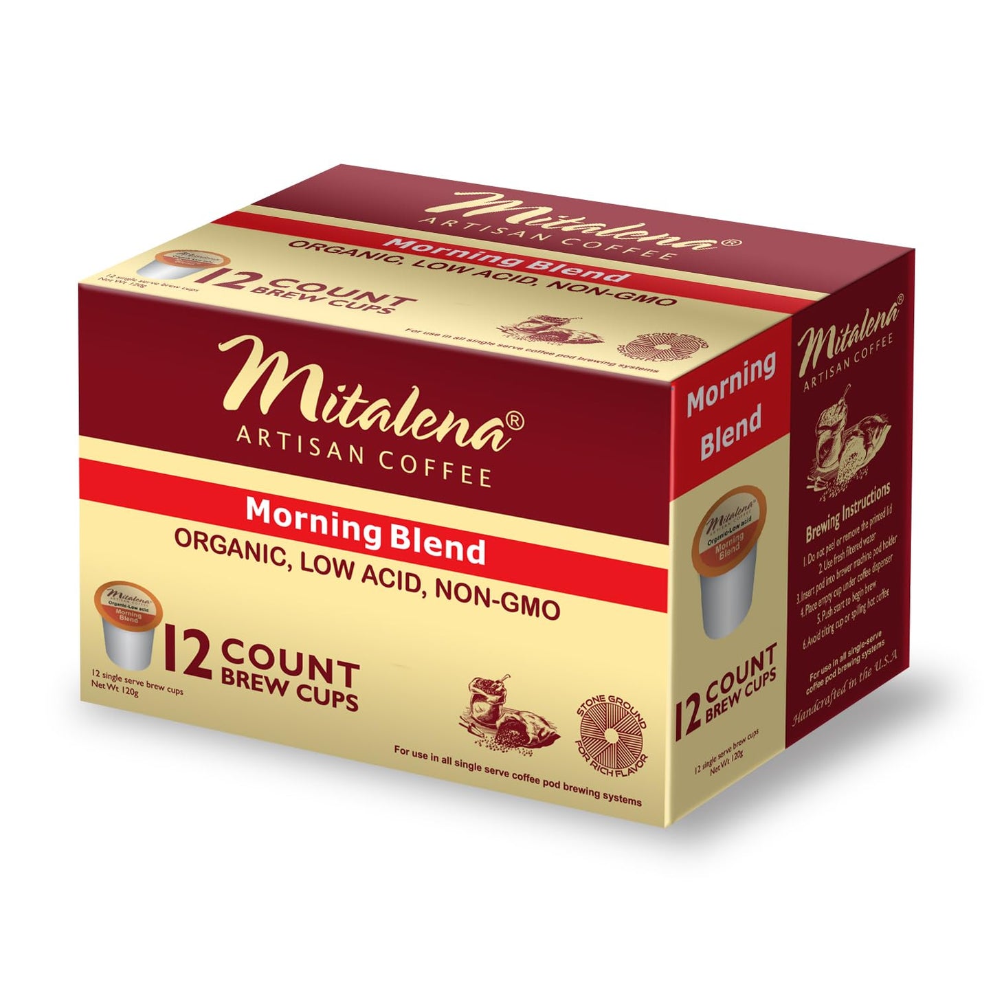 Mitalena Artisan Coffee Variety Pack - 72 Low Acid Organic Coffee Pods, Compatible With Keurig K Cup Coffee Maker - Try 6 Differ