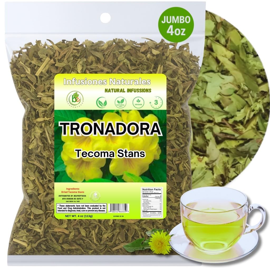Tronadora Herbal Tea - 4 Oz (113 G) - Retama/Yellow Elder (Tecoma Stans) - Wildcrafted Loose Leaf - Top-Grade Quality Mexican Herb - 100% Natural  Vegan  Non-Gmo - By Bexpertsusa