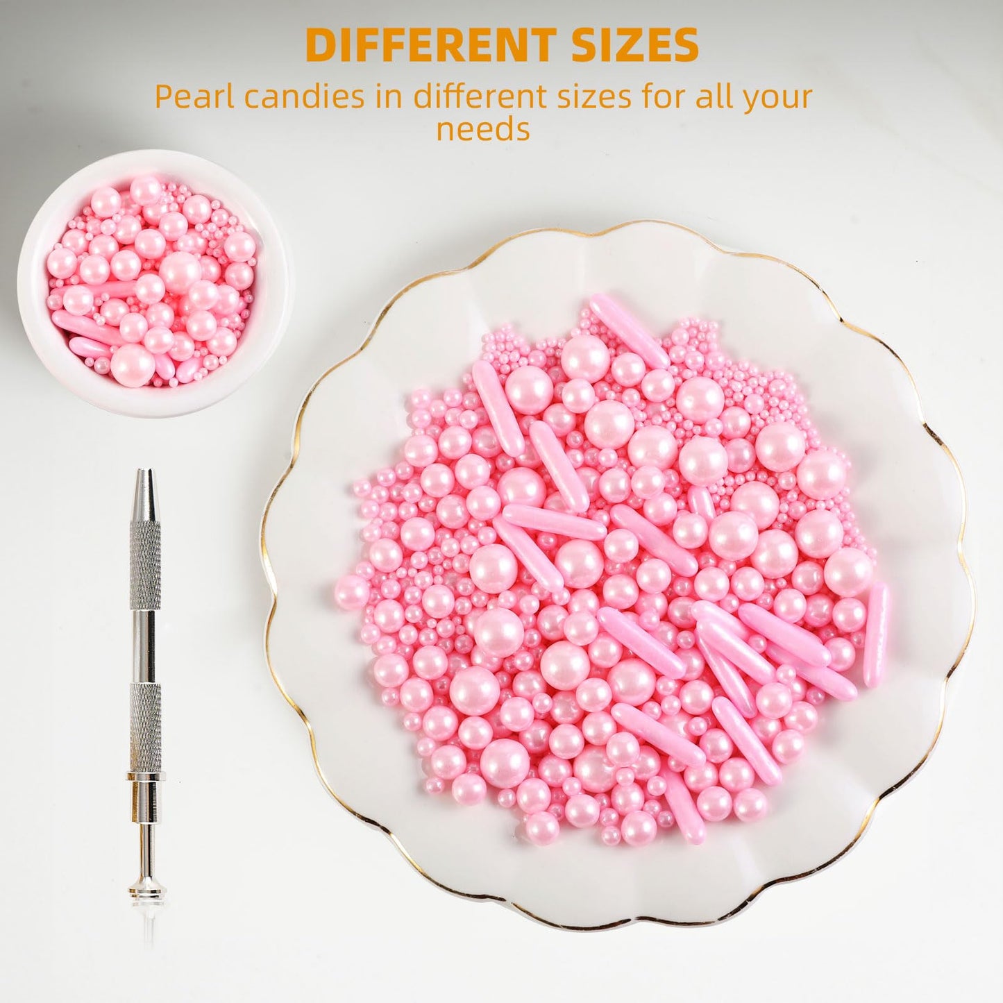 Kasvan Pink Mix Sugar Sprinkles - Edible Candy Pearls With 4-Claw Sprinkle Pen,118G/4.16 Oz, Gift Box Pack, Baking Cake Decorations, Ice Cream Toppings And Cookie Decorating (Pink)
