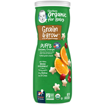 Gerber Baby Snacks Organic Puffs, Cranberry Orange, 1.48 Ounce (Pack Of 6)
