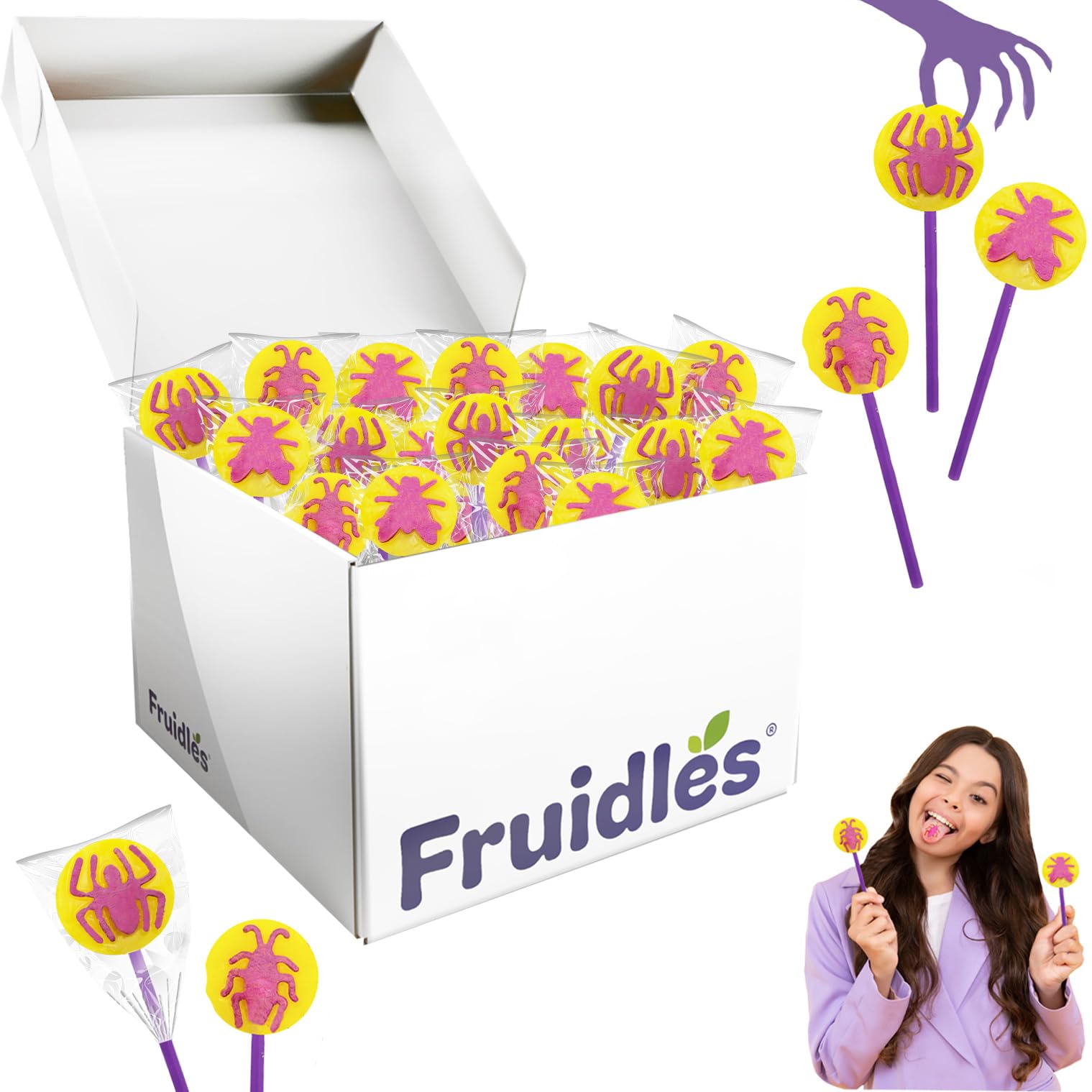 Fruidles Insects Tattoo Lollipop Suckers Candy, Great for Goody Party Bag Fillers, Individually Wrapped (20 Pounds)