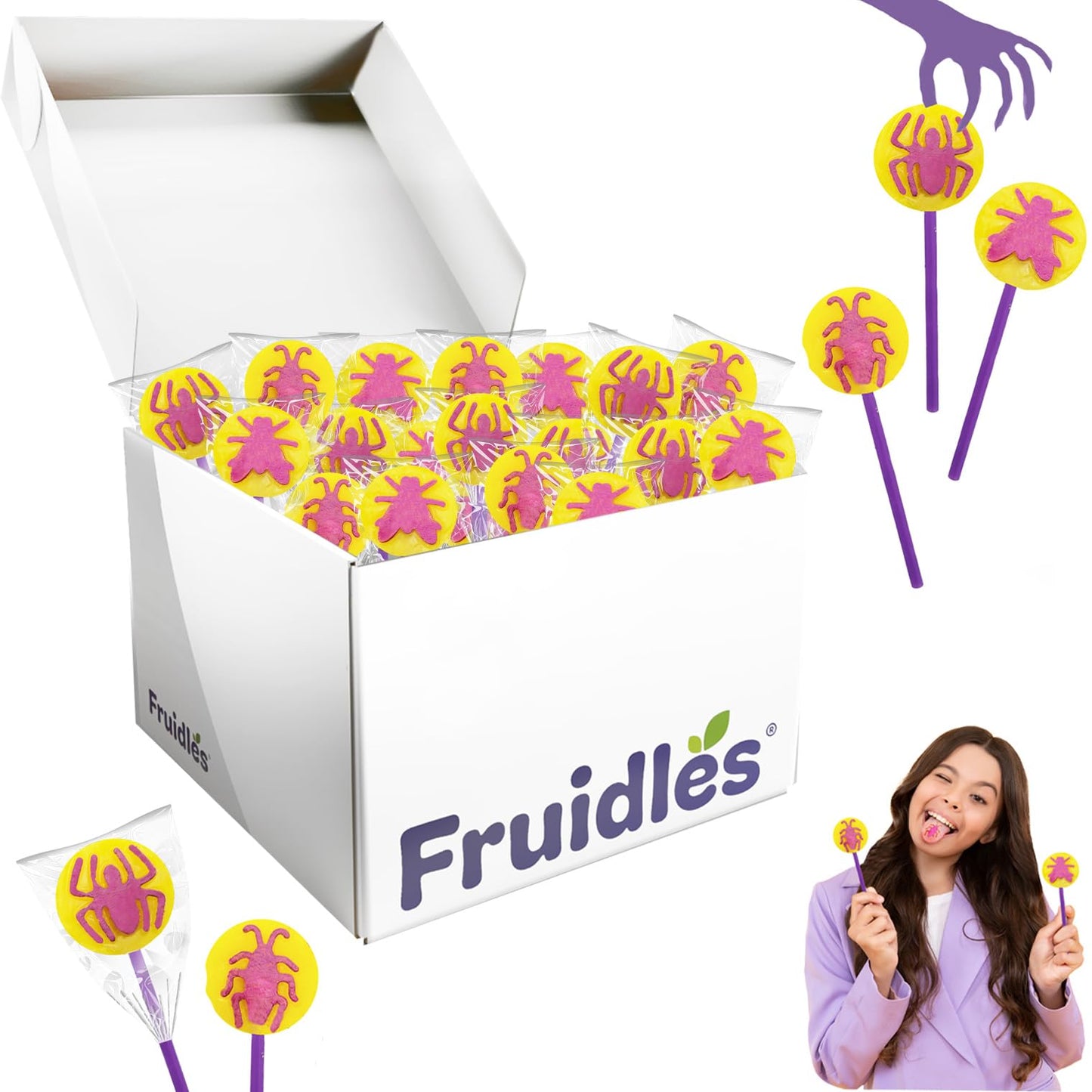 Fruidles Insects Tattoo Lollipop Suckers Candy, Great for Goody Party Bag Fillers, Individually Wrapped (5 Pounds, Bulk)