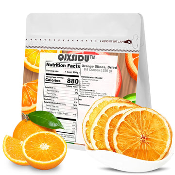 Dried Oranges Slices (8.8 Oz/250g) Dehydrated Fruit No Sugar Added Bulk Wheels Snacks Bags for Old Fashioned Cocktail Garnish Ca