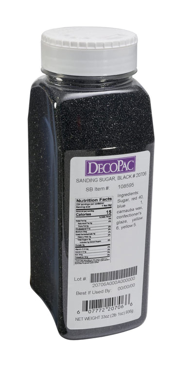 Decopac Sanding Sugar, Black Edible Sugar Sprinkles, Edible Sanding Sugar In Handheld Container, Sugar Sprinkle Mix For Celebration Cakes, Cupcakes, Cookies, 33Oz - Black