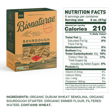 Bionaturae Sourdough Organic Fusilli Pasta - Italian Pasta Noodles, Spiral Pasta, Spiral Noodles, Fusilli Pasta Noodles, Corkscr